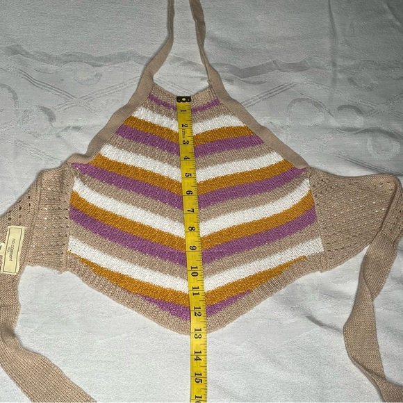 No Comment Striped Knit Halter Top and Short Set Small - Picture 9 of 11